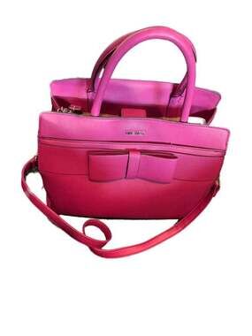 Nine West Mireya Pink Satchel Handbag with Front Bow Detail
